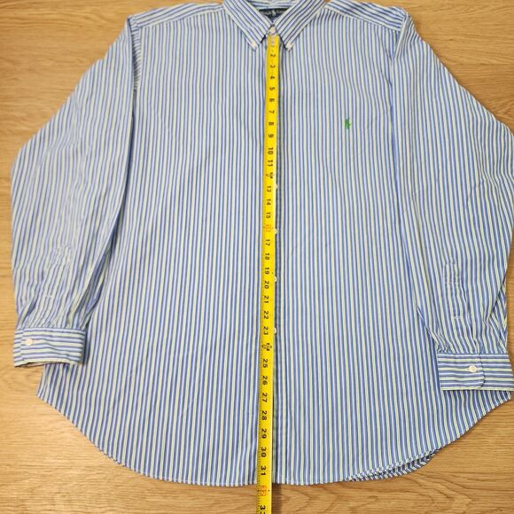 Polo Ralph Lauren 2XLT Classic Fit Blue Striped Button Down Shirt Green Pony - Picture 7 of 14